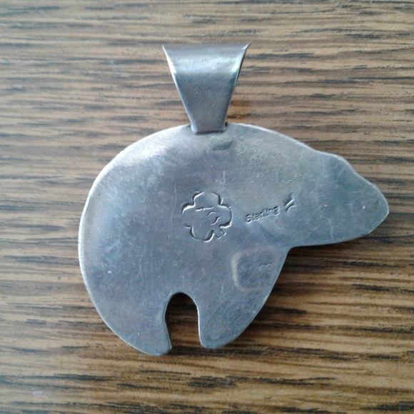 Vintage Navajo Native American Lapis Bear Pendant - Picture 4 of 9